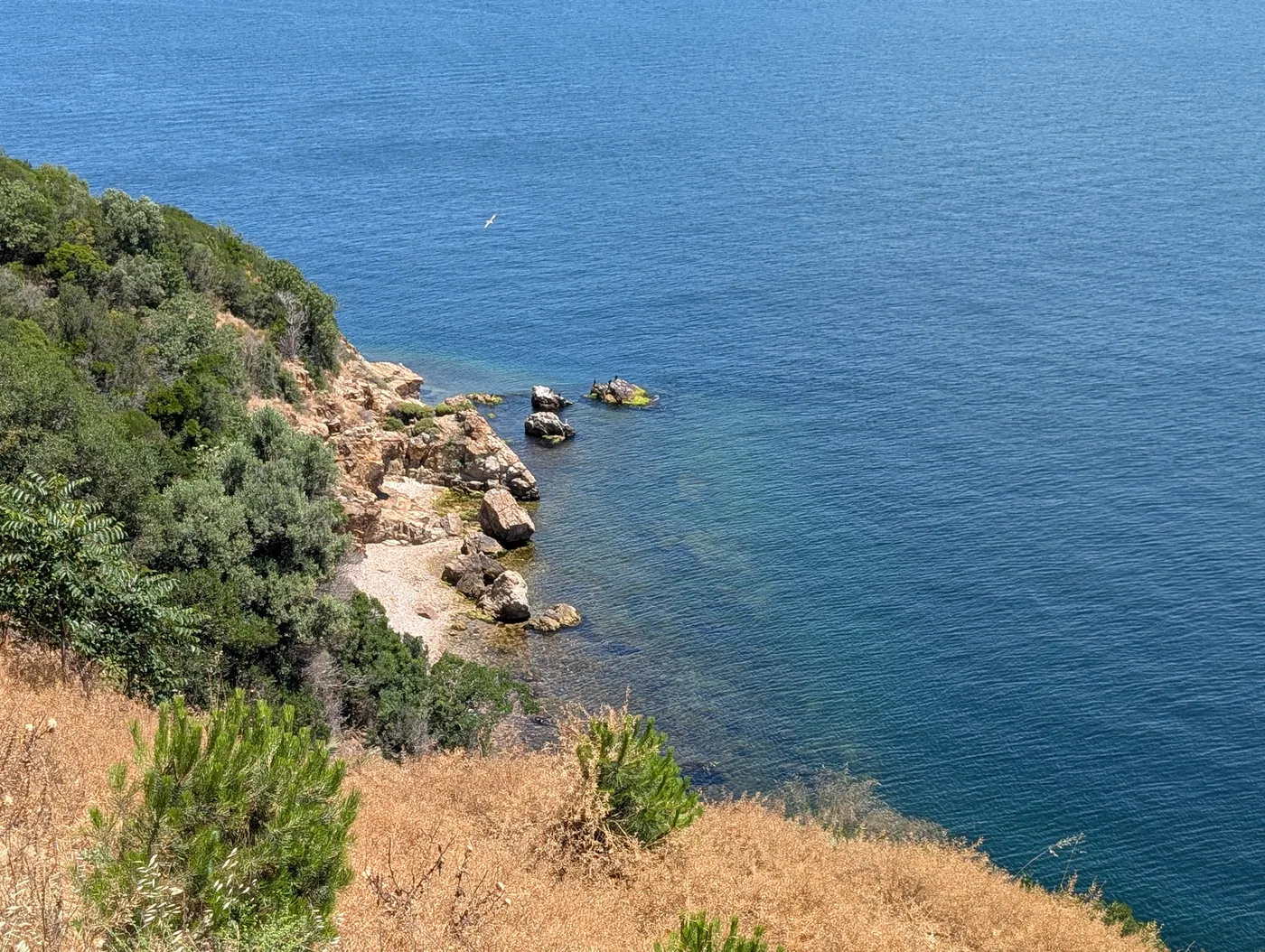 Dramatic rocky cliff overlook at Kurşunburnu Cape on southern Büyükada